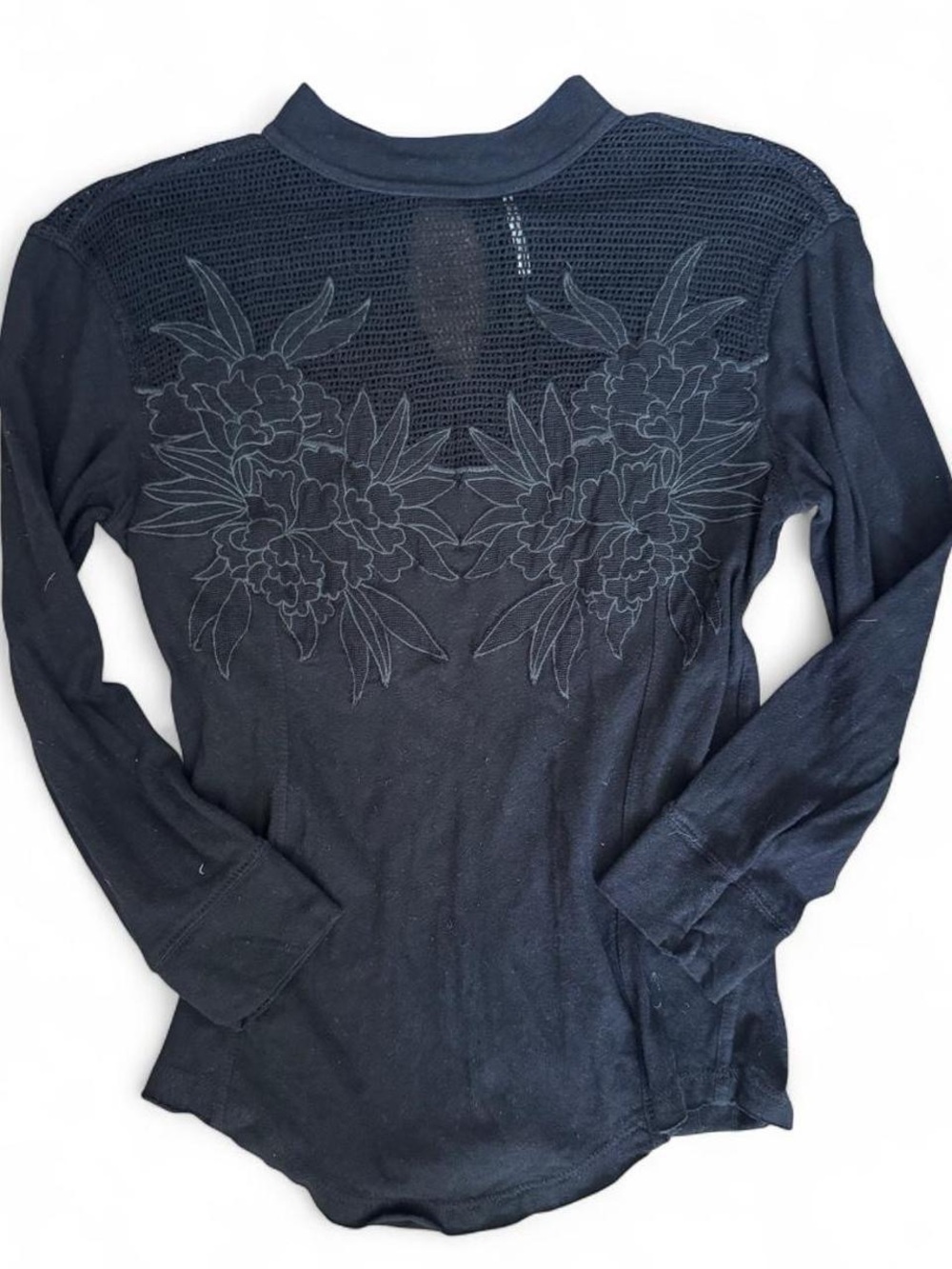 Free people mesh and floral embroidered top